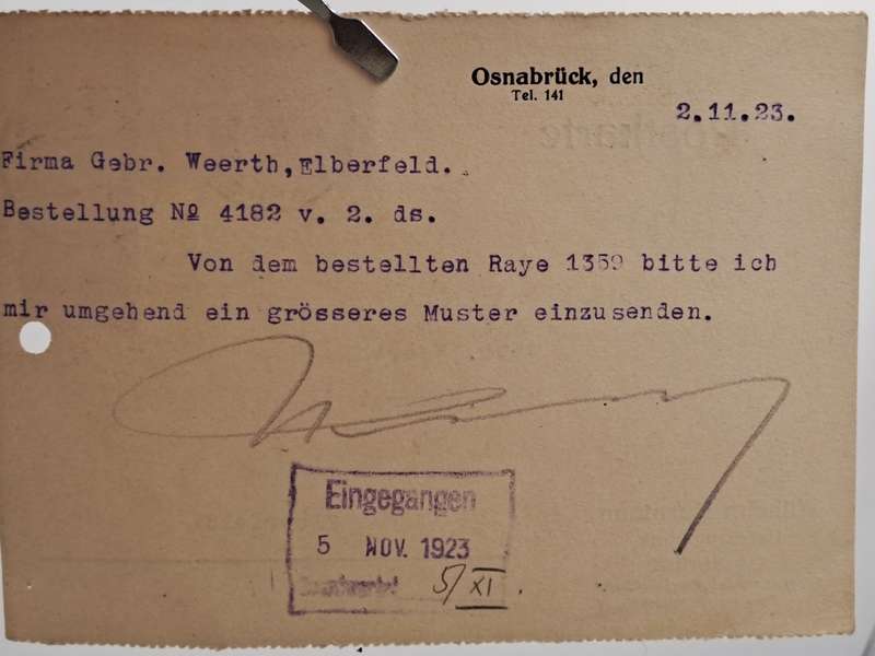 A 1923 Postcard in German with 4 Germany inflation 10 million Mark stamps.