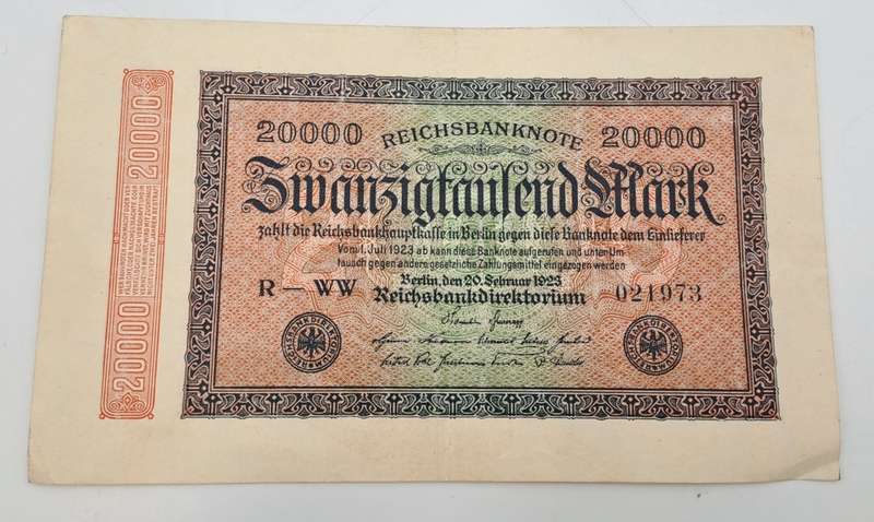1923 Germany  20000 Mark Reichsbank note