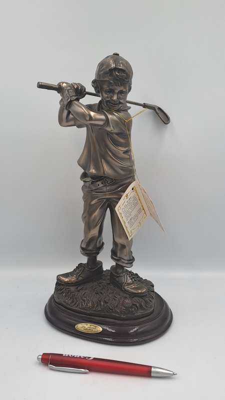 Vintage La Anina Collection Italy Style - Golfer- Alabaster Art Sculpture -Hand Crafted