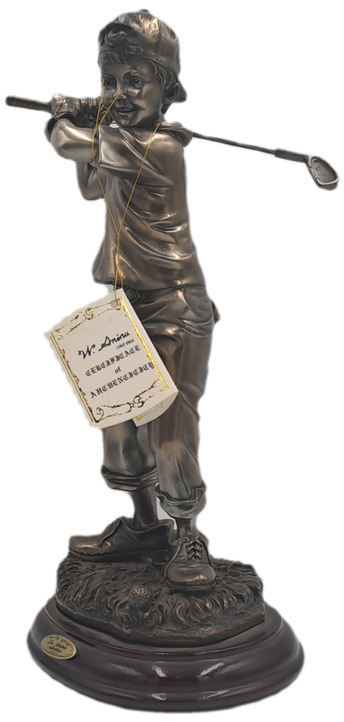 Vintage La Anina Collection Italy Style - Golfer- Alabaster Art Sculpture -Hand Crafted