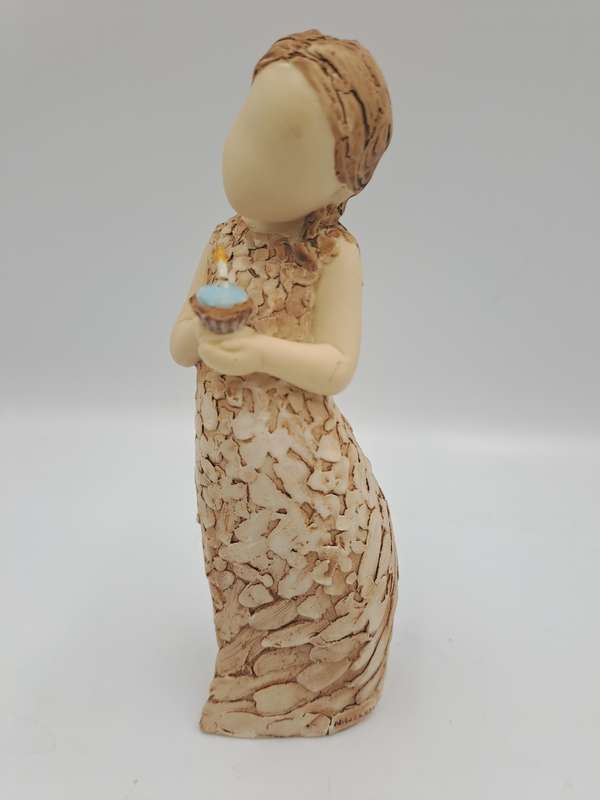2008 Arora Design Figurine More Than Words-Make a Wish -Girl with Birthday Cup cake -N.Welch