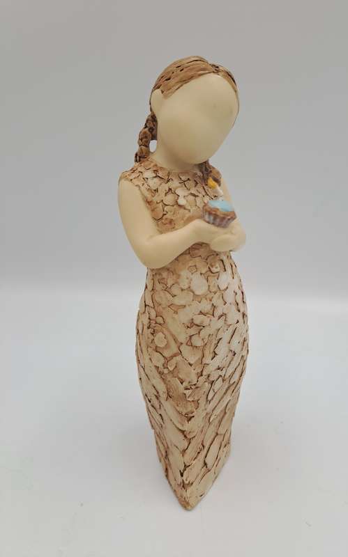 2008 Arora Design Figurine More Than Words-Make a Wish -Girl with Birthday Cup cake -N.Welch