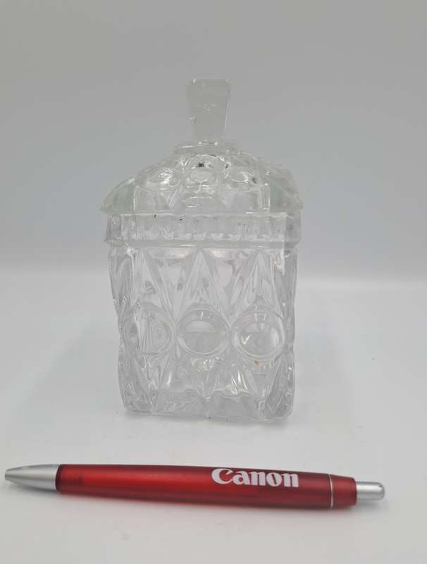 Vintage Cut Glass conserve Jar, lidded -Jam or Marmelade Pot