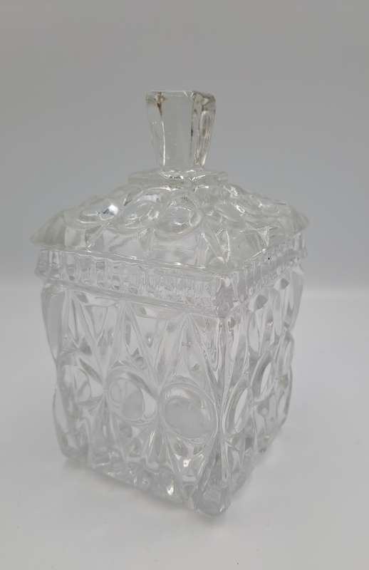Vintage Cut Glass conserve Jar, lidded -Jam or Marmelade Pot