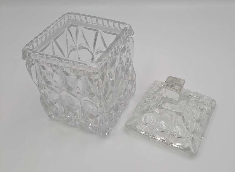 Vintage Cut Glass conserve Jar, lidded -Jam or Marmelade Pot