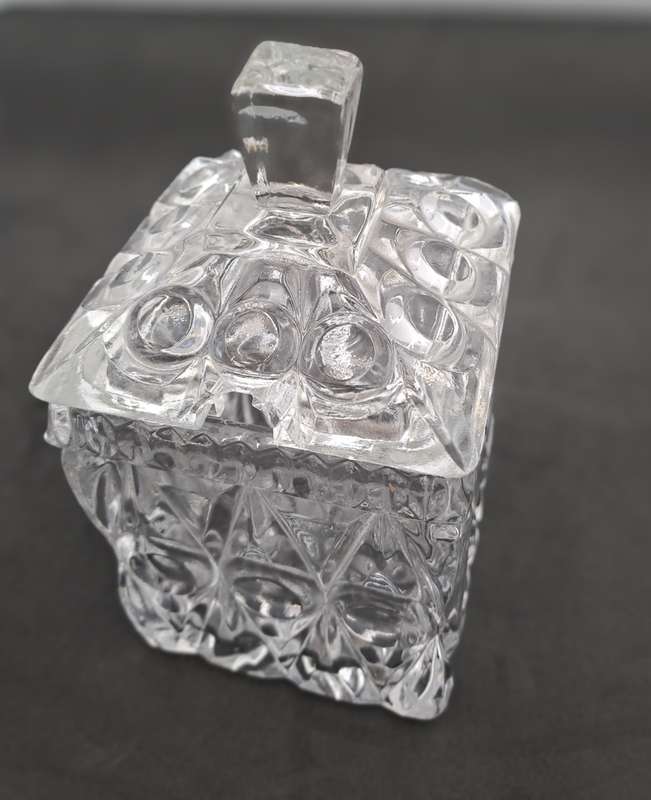 Vintage Cut Glass conserve Jar, lidded -Jam or Marmelade Pot