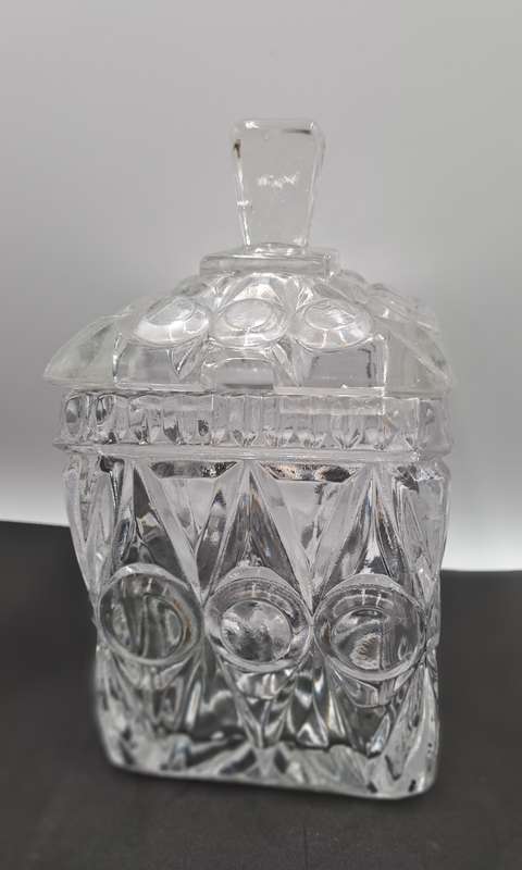 Vintage Cut Glass conserve Jar, lidded -Jam or Marmelade Pot