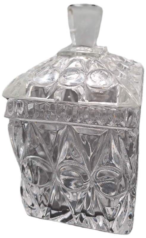 Vintage Cut Glass conserve Jar, lidded -Jam or Marmelade Pot