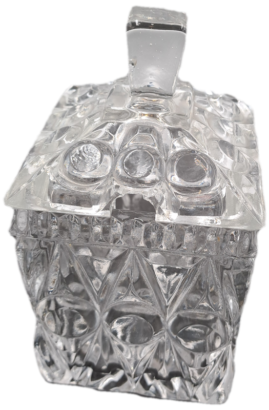 Vintage Cut Glass conserve Jar, lidded -Jam or Marmelade Pot