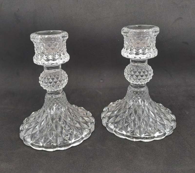 A Pair of Crystal Candle Sticks 10,5cm