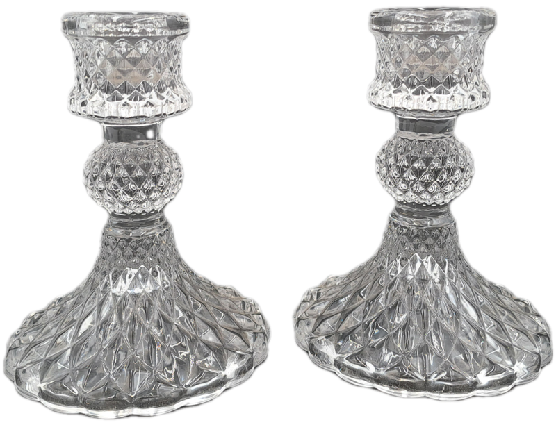 A Pair of Crystal Candle Sticks 10,5cm