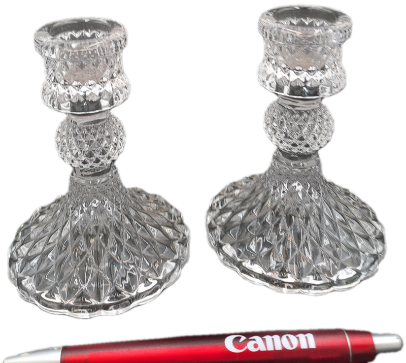 A Pair of Crystal Candle Sticks 10,5cm