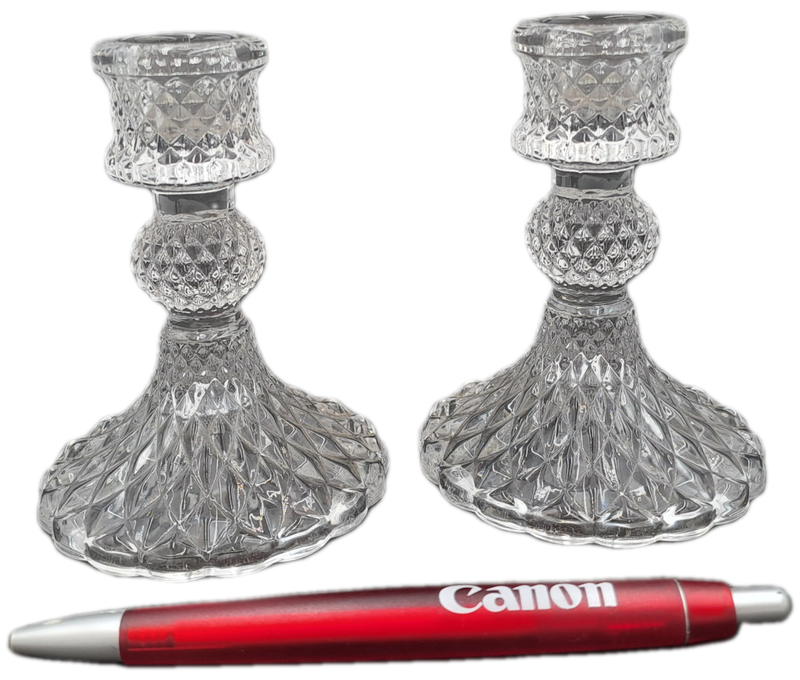 A Pair of Crystal Candle Sticks 10,5cm