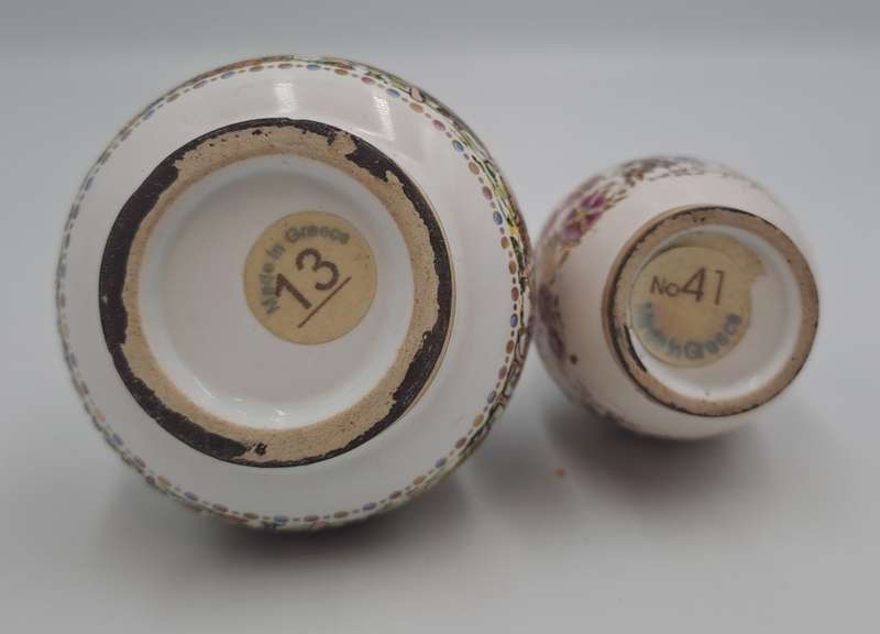 Vintage Greek perfume bottle and perfume ointment pot hand Painted.
