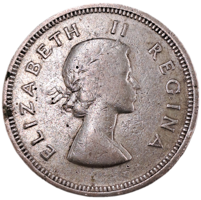 1958 South Africa Silver (.500) 2 Shillings - Elizabeth II 1st portrait