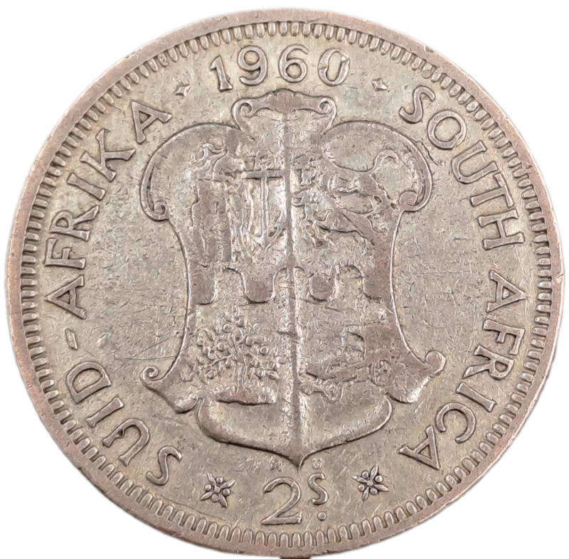 1960 South Africa Silver (.500) 2 Shillings - Elizabeth II 1st portrait