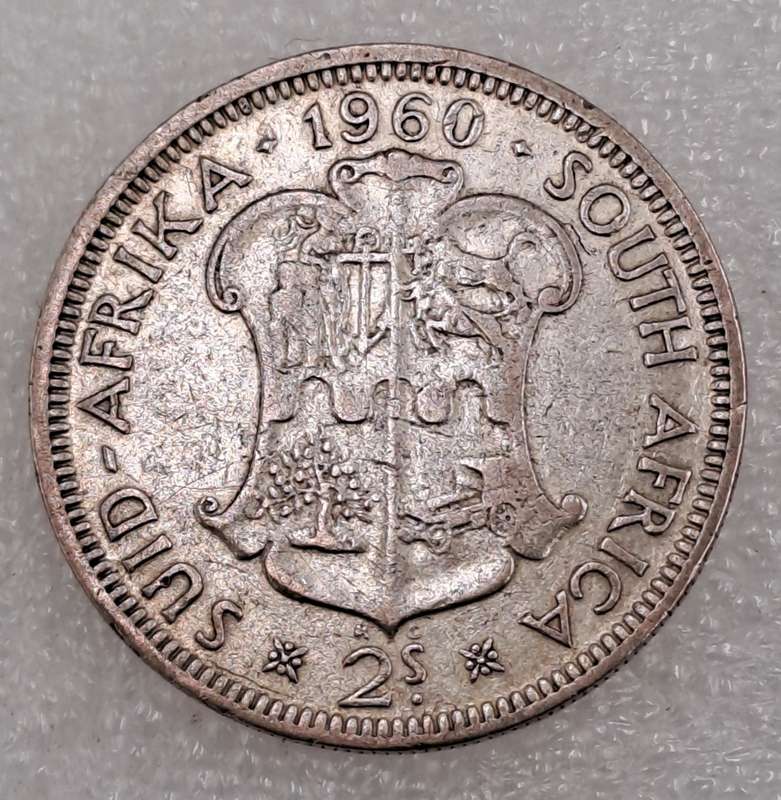 1960 South Africa Silver (.500) 2 Shillings - Elizabeth II 1st portrait