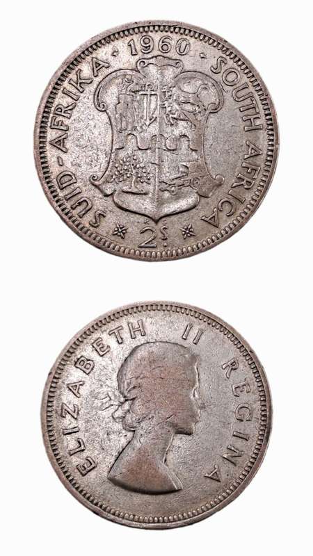 1960 South Africa Silver (.500) 2 Shillings - Elizabeth II 1st portrait