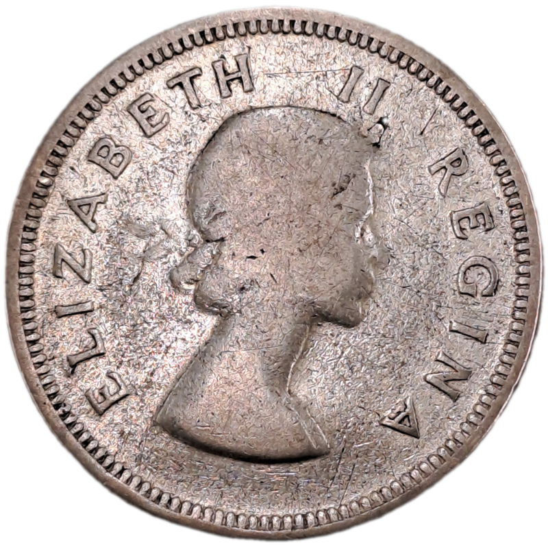 1954 South Africa Silver (.500) 2 Shillings - Elizabeth II 1st portrait