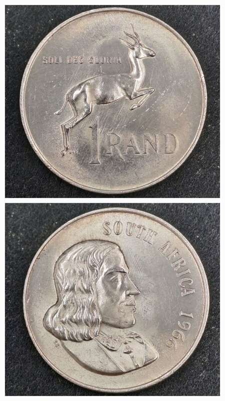 1966 South Africa Silver (.800)1 Rand English legend - SOUTH AFRICA