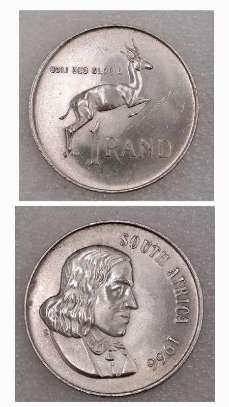 1966 South Africa Silver (.800)1 Rand English legend - SOUTH AFRICA