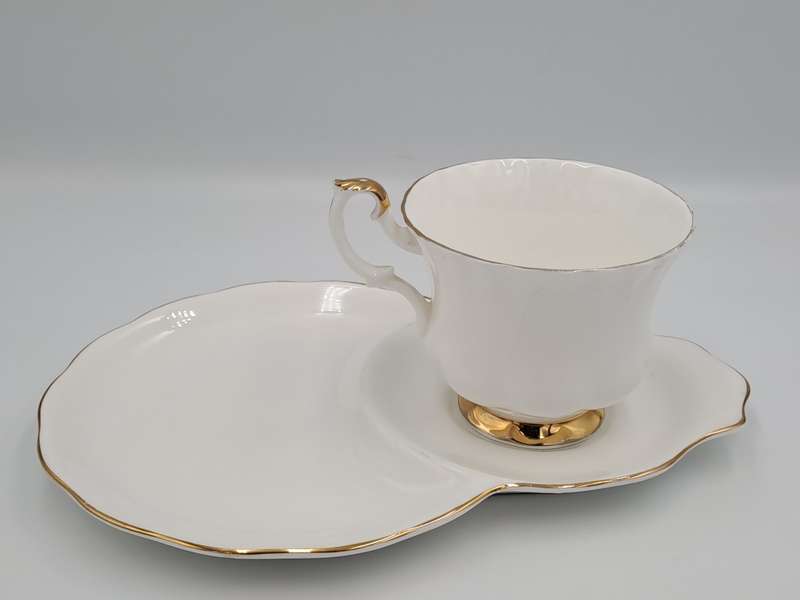 Vintage Royal Albert Tennis/Snack Set Val d`Or White and  Gold trim (Cup has a Chip)