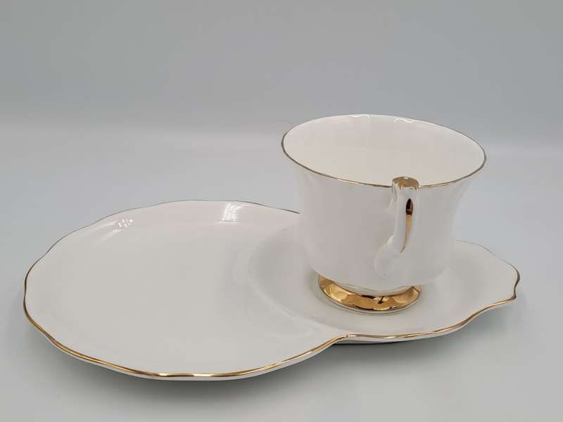 Vintage Royal Albert Tennis/Snack Set Val d`Or White and  Gold trim (Cup has a Chip)