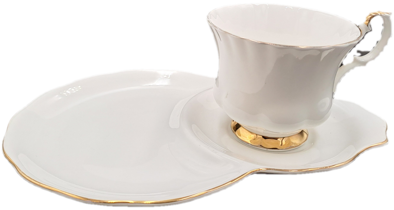 Vintage Royal Albert Tennis/Snack Set Val d`Or White and  Gold trim (Cup has a Chip)