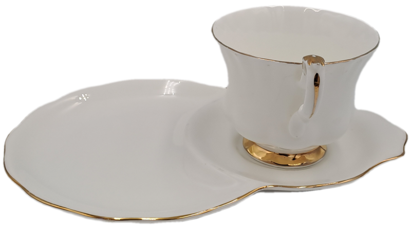Vintage Royal Albert Tennis/Snack Set Val d`Or White and  Gold trim (Cup has a Chip)
