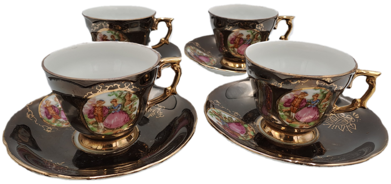 4 Small Vintage Balboa Italian Porcelain duo`s -Hand Made and Hand Painted