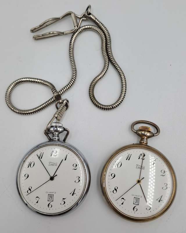2 Vintage Tosca Quartz Pocket watches (NOT WORKING)