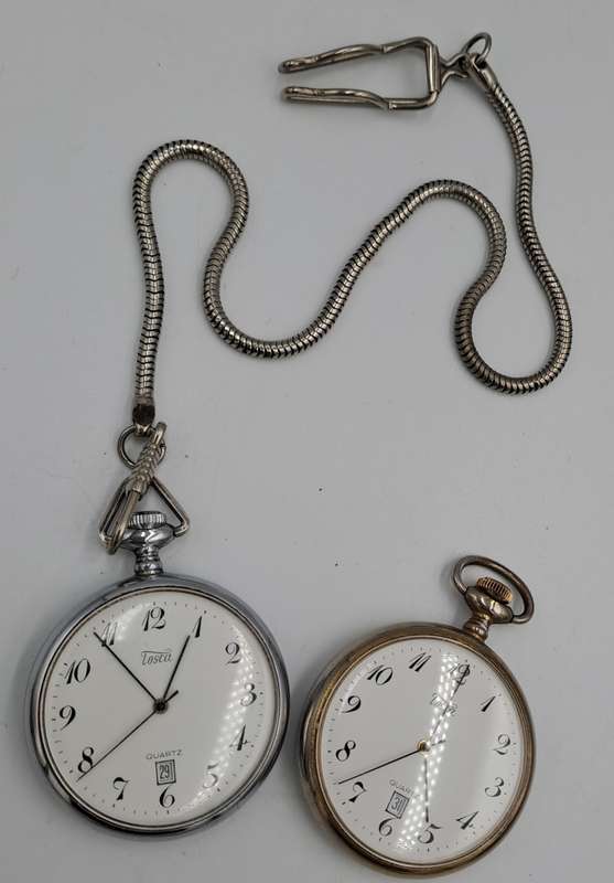 2 Vintage Tosca Quartz Pocket watches (NOT WORKING)