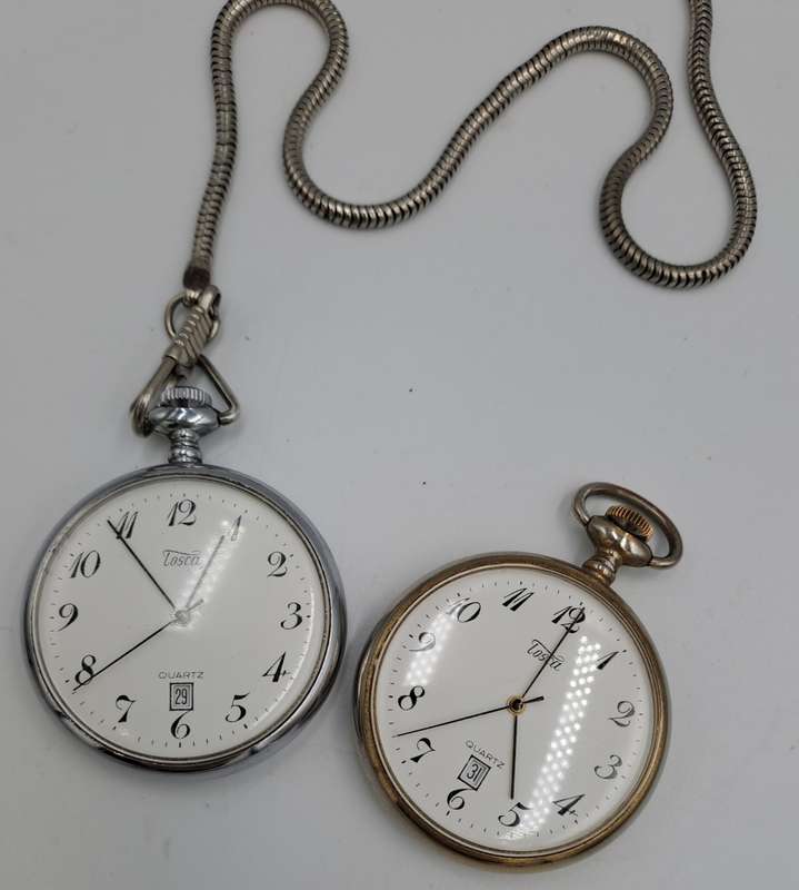 2 Vintage Tosca Quartz Pocket watches (NOT WORKING)