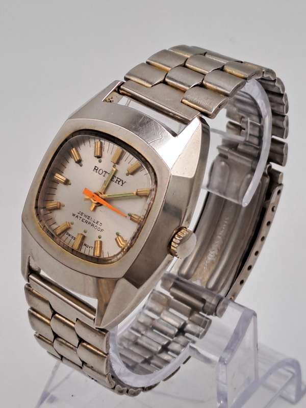 Vintage Mens Rottery Swiss Made Manual Wind Watch -Working -17 Jewels