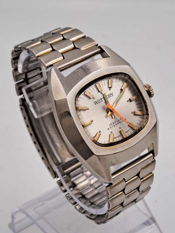 Vintage Mens Rottery Swiss Made Manual Wind Watch -Working -17 Jewels