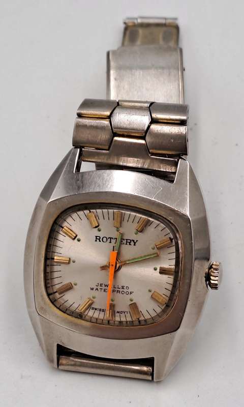 Vintage Mens Rottery Swiss Made Manual Wind Watch -Working -17 Jewels