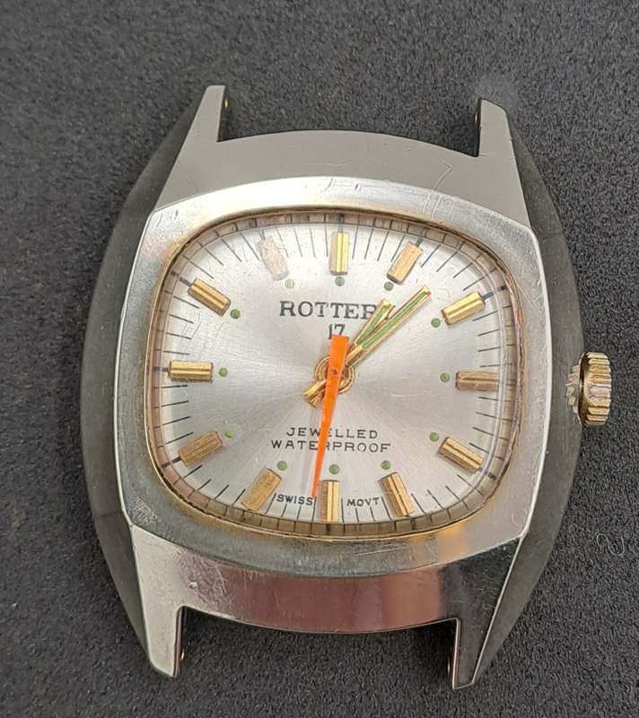Vintage Mens Rottery Swiss Made Manual Wind Watch -Working -17 Jewels