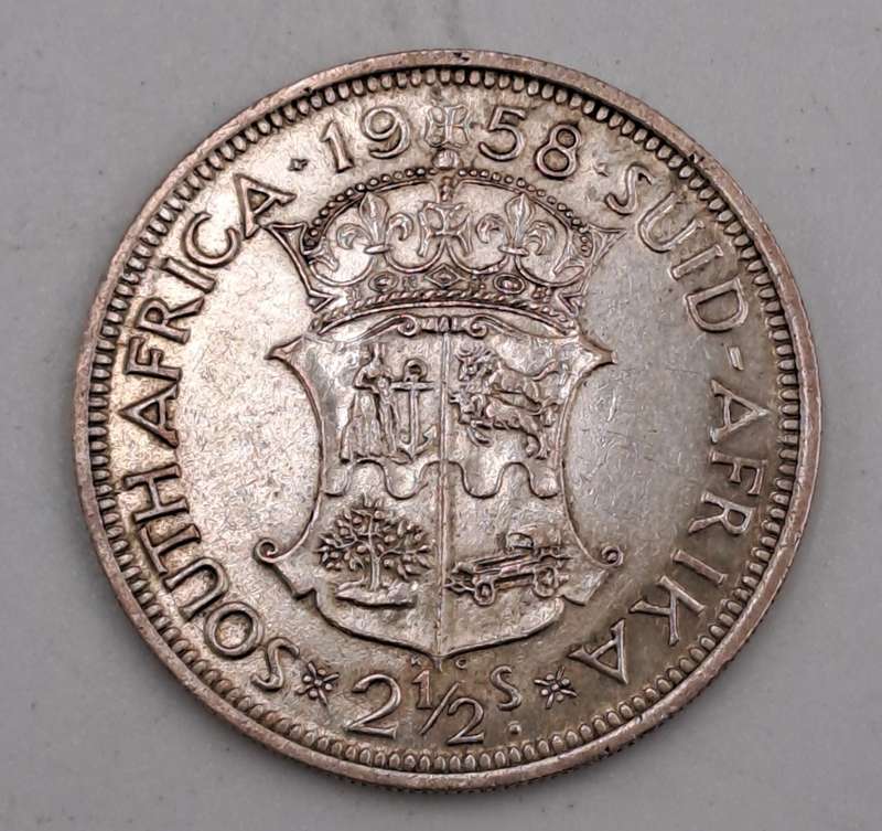 1958 South Africa Silver (.500) 2½ Shillings - Elizabeth II