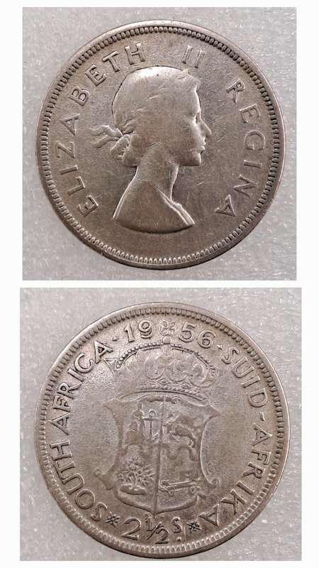 1956 South Africa Silver (.500) 2½ Shillings - Elizabeth II
