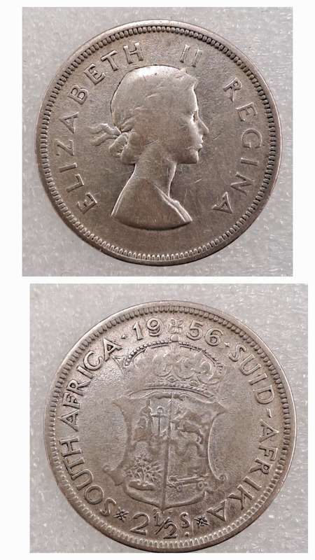 1956 South Africa Silver (.500) 2½ Shillings - Elizabeth II