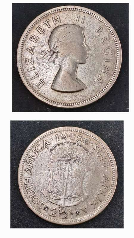 1956 South Africa Silver (.500) 2½ Shillings - Elizabeth II