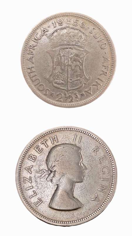 1956 South Africa Silver (.500) 2½ Shillings - Elizabeth II