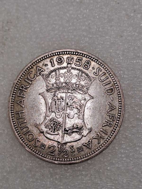1958 South Africa Silver (.500) 2½ Shillings - Elizabeth II