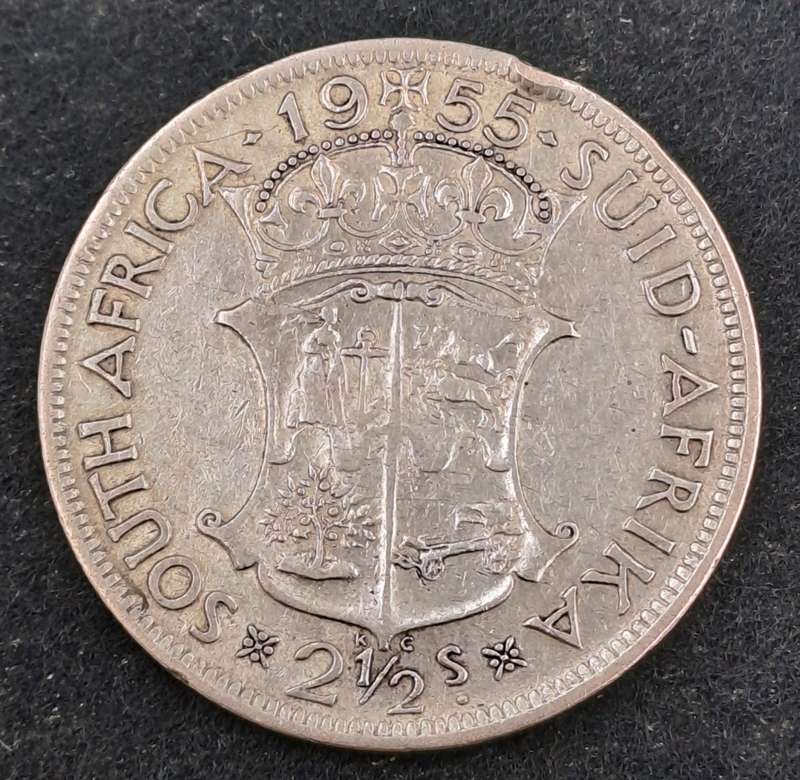 1955 Suid Africa Silver (.500) 2½ Shillings - Elizabeth II