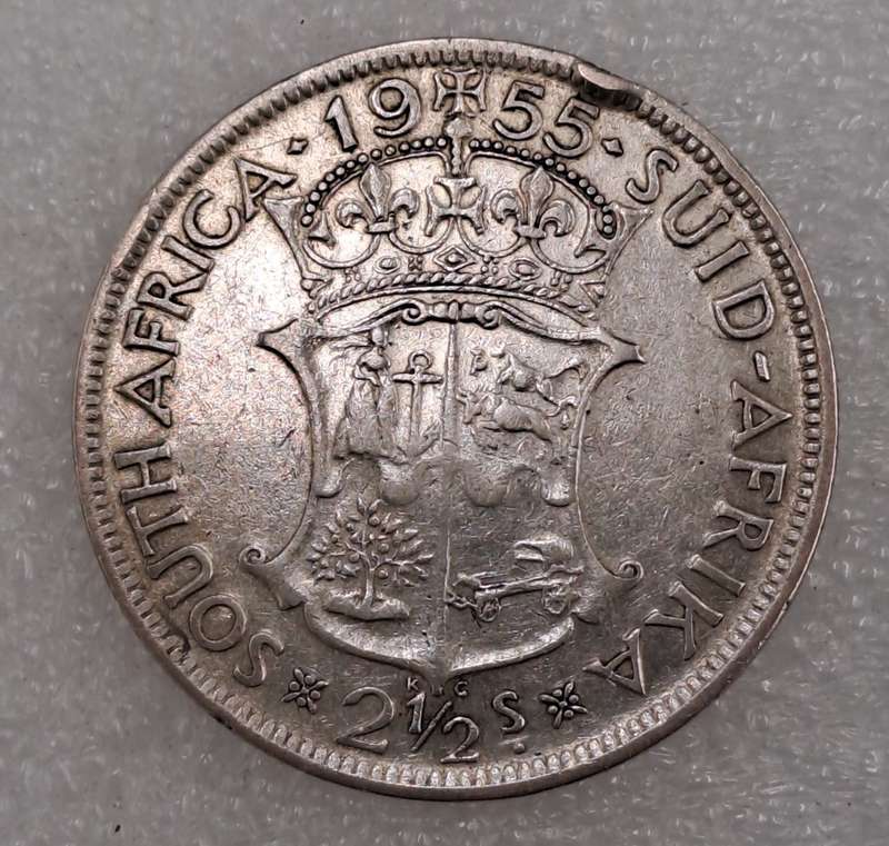 1955 Suid Africa Silver (.500) 2½ Shillings - Elizabeth II