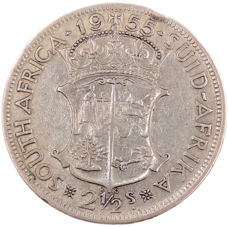 1955 Suid Africa Silver (.500) 2½ Shillings - Elizabeth II