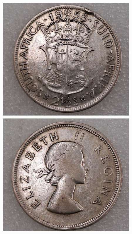 1955 Suid Africa Silver (.500) 2½ Shillings - Elizabeth II