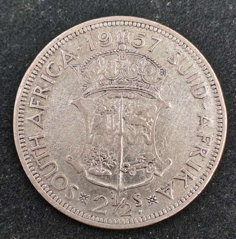 1957 Suid Africa Silver (.500) 2½ Shillings - Elizabeth II