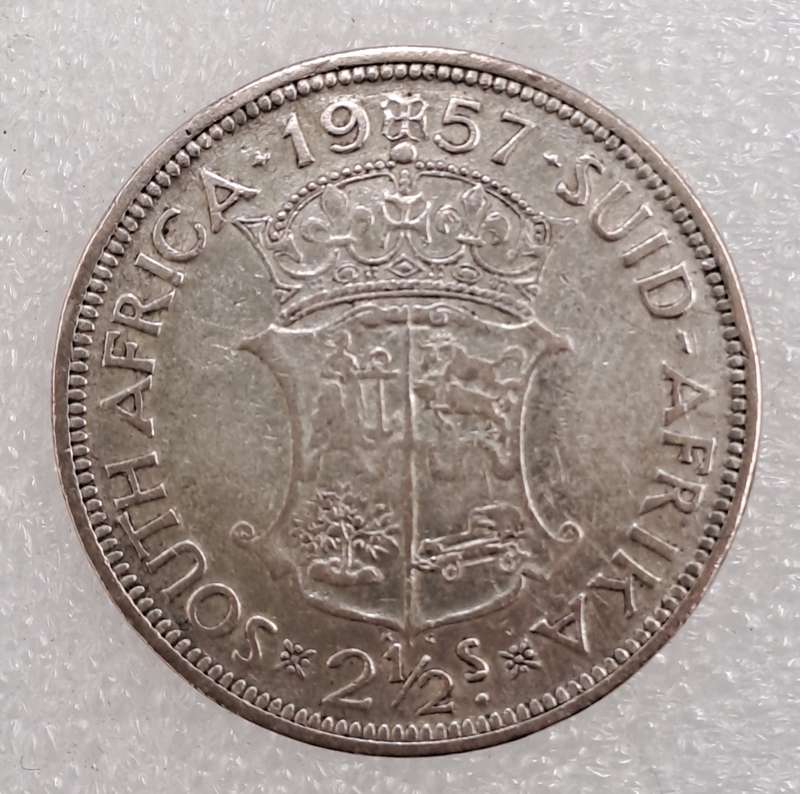 1957 Suid Africa Silver (.500) 2½ Shillings - Elizabeth II