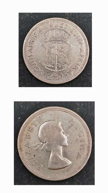 1957 Suid Africa Silver (.500) 2½ Shillings - Elizabeth II